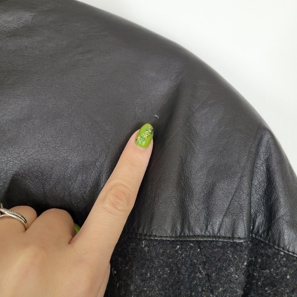 Ada Paris Vintage 1980s Fleck Wool Leather Bomber Jacket 9/10 Biker Glam Rock - Picture 11 of 17